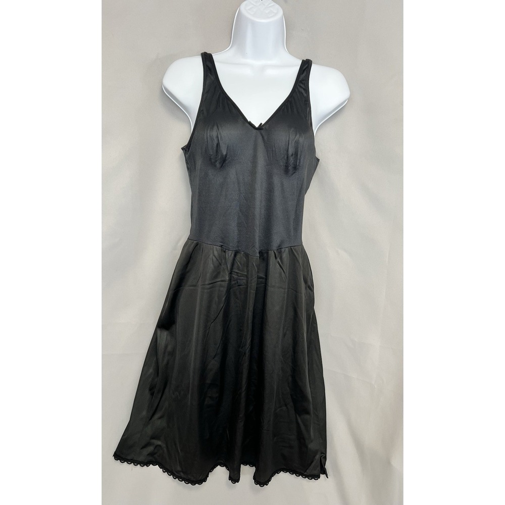 Vintage Warner's Nightgown Black Made USA Sz 38